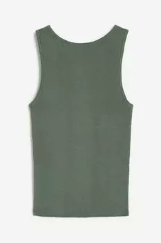 Топ H&M Rib-knit Cross-back Sleeveless, хаки