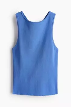 Топ H&M Rib-knit Cross-back Sleeveless, синий
