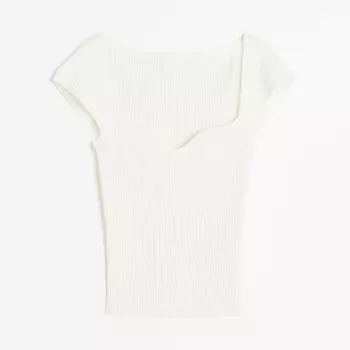 Топ H&M Rib-knit, кремовый