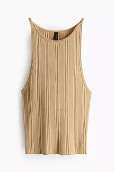 Топ H&M Rib-knit Tank, бежевый