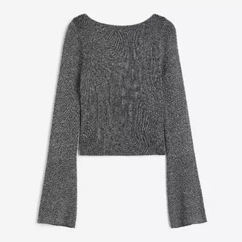 Топ H&M Rib-knit, темно-серый