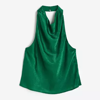 Топ H&M Satin Halterneck, зеленый