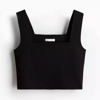 Топ H&M Sleeveless Crop Lemons, черный