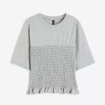 Топ H&M Smocked, светло-серый
