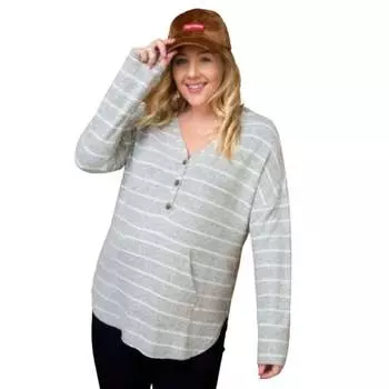 Топ Hacci в двухцветную полоску с начесом FASHNZFAB, цвет heather grey/white