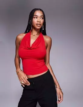 Топ-халтер ASOS DESIGN красного цвета