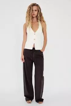 Топ-халтер с завязками ZARA, белый
