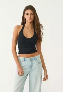 Топ HALTER Stradivarius, темно-синий