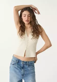 Топ HALTER WITH BUTTONS - Blouse Stradivarius, цвет Stone