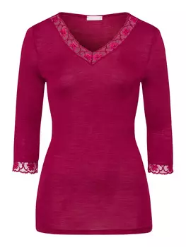 Топ Hanro Longsleeve Woolen Lace, цвет intense garnet