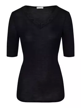 Топ Hanro V Shirt Woolen Lace, черный