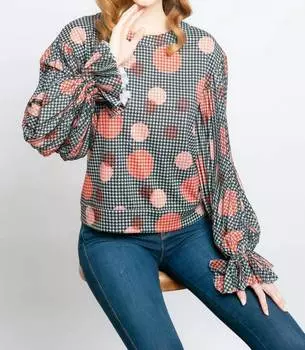 Топ Hart с плиссированными рукавами серого цвета EVA FRANCO