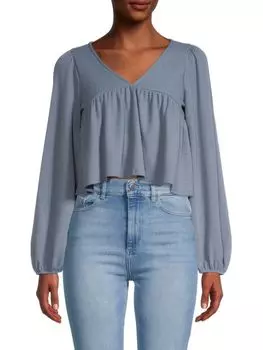 Топ Hashttag In Trend Babydoll вафельной вязки, blue slate
