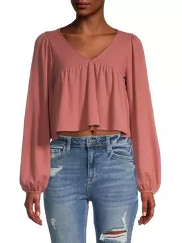 Топ Hashttag In Trend Babydoll вафельной вязки, brick