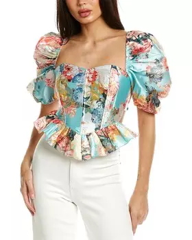 Топ Hemant & Nandita с пышными рукавами, синий