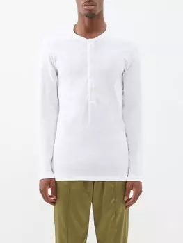 Топ henley из хлопкового джерси с круглым вырезом Tom Ford, белый