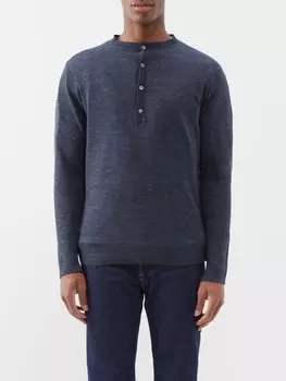 Топ henley из льняной ткани Thom Sweeney, синий