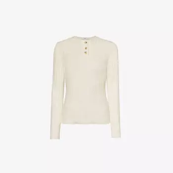 Топ Henley из смесового хлопка с длинными рукавами Vince, цвет off white-101owh