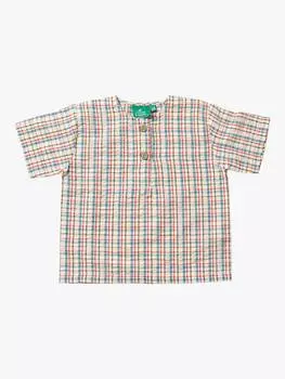 Топ хенли из чистого органического хлопка в детскую клетку seersucker Little Green Radicals, разноцветный