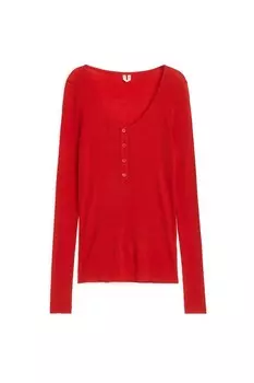 Топ хенли из шерстяного трикотажа Arket, красный