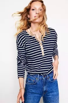 Топ хенли с металлической отделкой Boden, синий