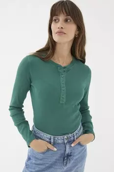 Топ хенли с ребрами Fatface Fat Face, зеленый