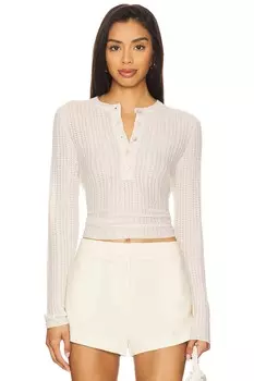 Топ хенли в вафельную вязку Vince, white sand