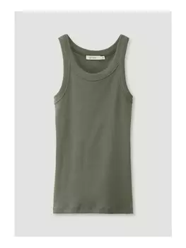 Топ Hessnatur Rib Slim aus Bio Baumwolle, оливковый