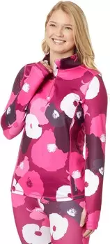 Топ Hot Chillys Micro-Elite Chamois Printed Zip-T, цвет Poppies