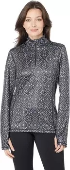 Топ Hot Chillys Micro-Elite Chamois Printed Zip-T, цвет Winter Geo Black/White