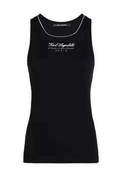 Топ HOTEL KARL RIBBED TANK TOP KARL LAGERFELD, черный