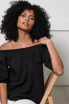 Топ 'Hotel' с пышными рукавами и открытыми плечами Threadbare, черный