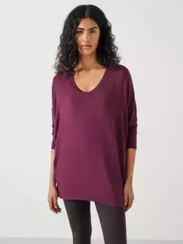 Топ HUSH Gillian Wide V-Neck Jersey, цвет wine