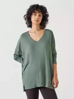 Топ HUSH Gillian Wide V-Neck Jersey, зеленый