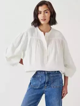 Топ HUSH Samantha Half Placket, цвет natural/marl