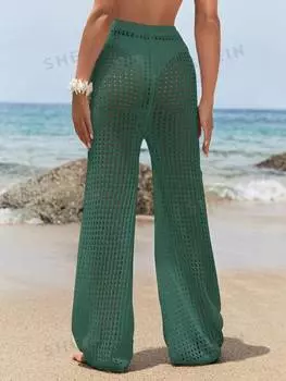 Топ и брюки Shein Swim BohoFeel женский комплект, оливково-зеленый