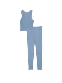 Топ и леггинсы Victoria's Secret Ribbed, пыльный синий