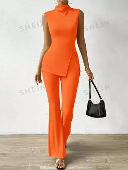 Топ и расклешенные брюки Shein Essnce, оранжевый