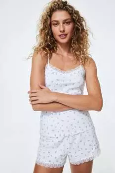 Топ и шорты для сна H&M, белый