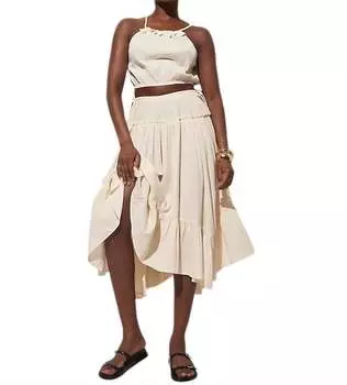 Топ и юбка на бретельках из воздушной ткани в теплом кунжутном цвете J.Crew, цвет warm sesame