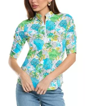 Топ IBKUL с рукавами до локтя и сборками, зеленый