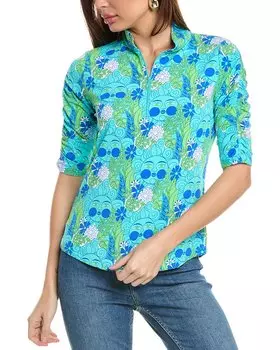 Топ IBKUL с рукавами до локтя и сборками, зеленый