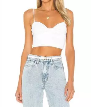 Топ Ida Twist Front Poly со сборками белого цвета LOVERS & FRIENDS