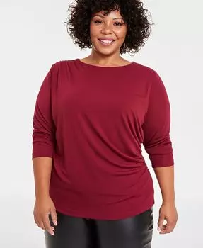Топ INC Plus Size с драпировкой и длинными рукавами I.N.C. International Concepts, красный