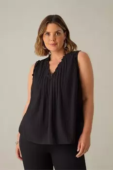 Топ из 100% хлопка Curve с текстурированной полоской Live Unlimited, черный