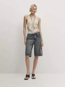 Топ из 100% хлопка с бретелями Massimo Dutti, серый