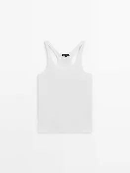 Топ из 100% хлопка с бретелями Massimo Dutti, белый