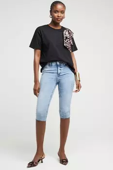 Топ из 100% хлопка с леопардовым принтом и бантом River Island, черный