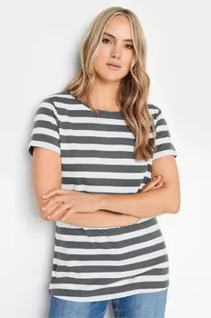 Топ из 100% хлопка в полоску угольно черного цвета Long Tall Sally, серый
