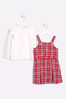 Топ из 100% хлопкового кружева букле и платье пинни для девочек River Island, красный